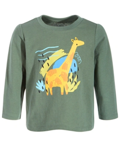 Shop First Impressions Baby Boys Long-sleeve Cotton Giraffe T-shirt, Created For Macy's In Agave Green