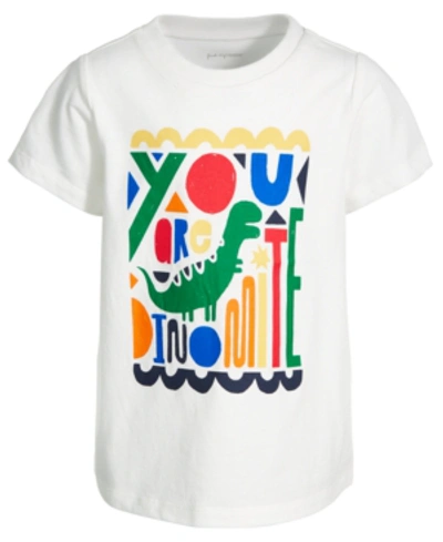 Shop First Impressions Baby Boys Dino-mite Cotton T-shirt, Created For Macy's In Angel White