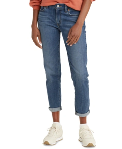 Shop Levi's Women's Relaxed Boyfriend Tapered-leg Jeans In Lapis Gem