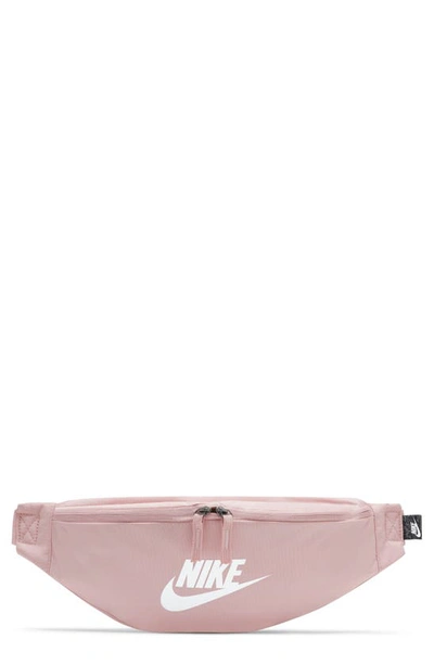 Shop Nike Heritage Belt Bag In Pink Glaze/ Pink Glaze/ White