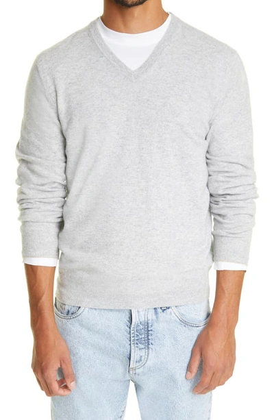 Shop Brunello Cucinelli V-neck Cashmere Sweater In Lt Grey