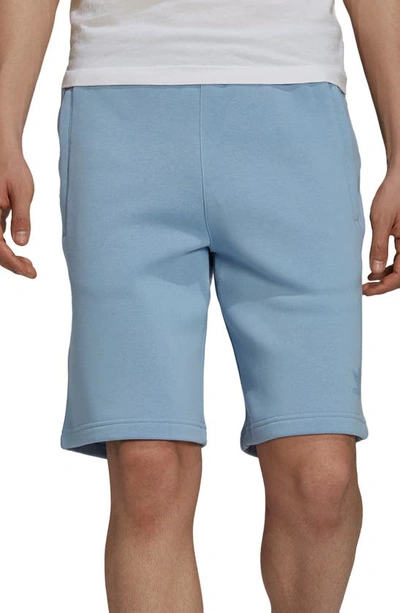 Shop Adidas Originals Trefoil Fleece Shorts In Ambient Sky
