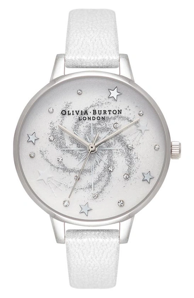 Shop Olivia Burton Celestial Leather Strap Watch, 34mm In Gray