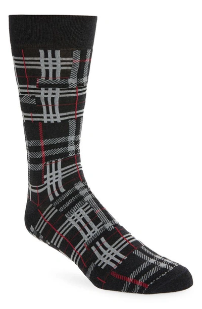 Shop Burberry Patchwork Check Crew Socks In Charcoal