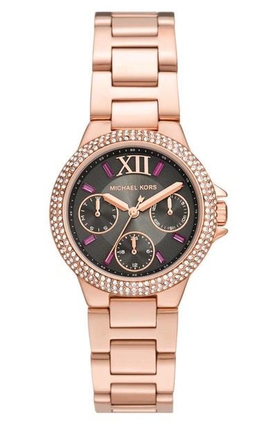 Shop Michael Michael Kors Camille Pave Topring Bracelet Watch, 33mm In Rose Gold