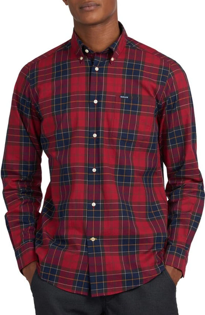 Shop Barbour Wetherham Tailored Fit Plaid Button-down Shirt In Red