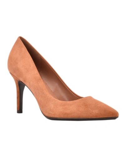Shop Calvin Klein Women's Gayle Pointy Toe Classic Pumps Women's Shoes In Tan Suede