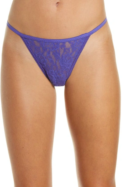 Shop Hanky Panky Hi Rise Lace G-string Thong In Wild Violet Purple