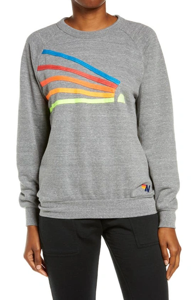 Shop Aviator Nation Daydream Sweatshirt In Heather Grey/ Neon Rainbow