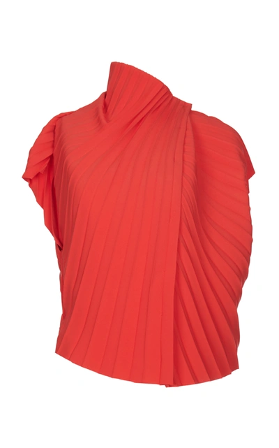Shop A.w.a.k.e. Women's Pleated Crepe Top In Red