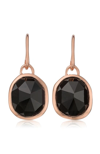 Shop Monica Vinader Siren Semiprecious Stone Drop Earrings In Black Onyx/ Rose Gold