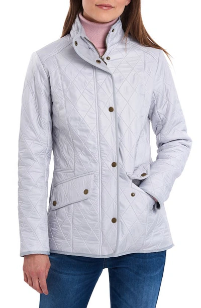 Shop Barbour Cavalry Fleece Lined Quilted Jacket In Ice White/ Silver Ice