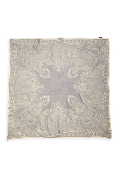 Shop Etro Bombay Metallic Paisley Silk Scarf In Navy