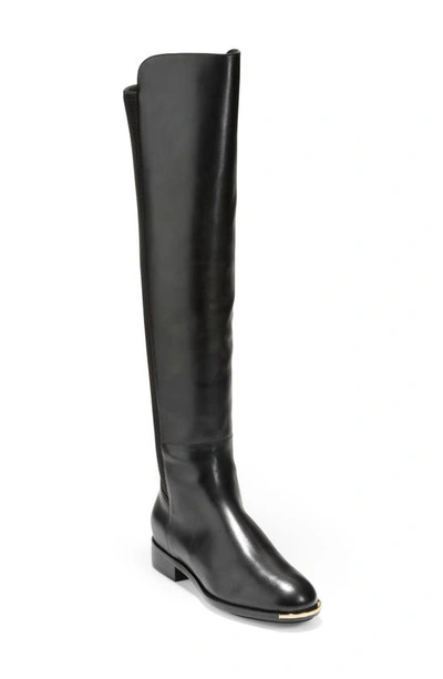 Shop Cole Haan Grand Ambition Huntington Over The Knee Boot In Black Leather/ Stretch Fabric