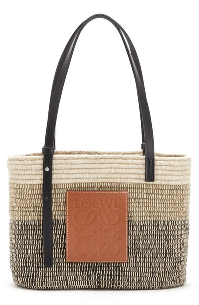 Shop Loewe X Paula's Ibiza Small Square Basket Bag In Tan/ Black