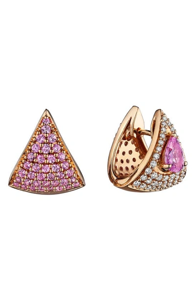 Shop Hueb Mirage Diamond & Sapphire Huggie Hoop Earrings In Rose Gold