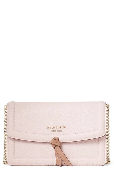 Shop Kate Spade Knott Leather Flap Crossbody Bag In Chalk Pink Multi