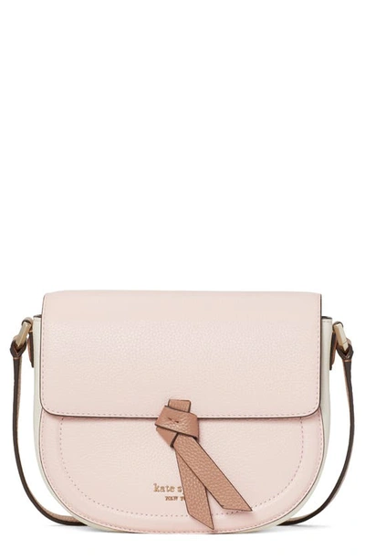 Shop Kate Spade Knott Medium Leather Saddle Bag In Chalk Pink Multi