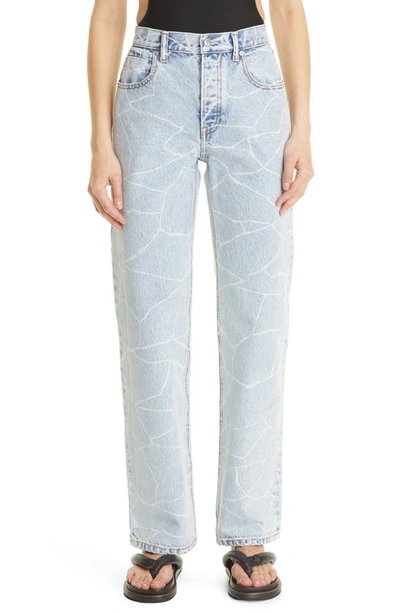 Shop Alexander Wang Crinkle Denim Straight Leg Boyfriend Jeans In Pebble Bleach/ White