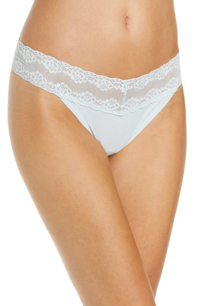 Shop Natori Bliss Perfection Thong In Baby Blue / White