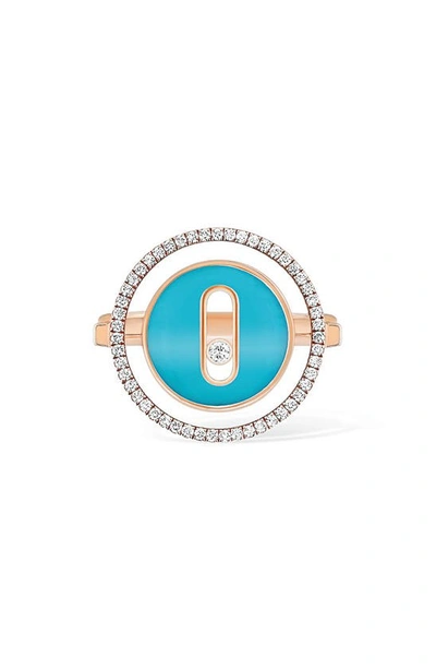 Shop Messika Lucky Move Turquoise & Diamond Ring In Turquoise/ Gold