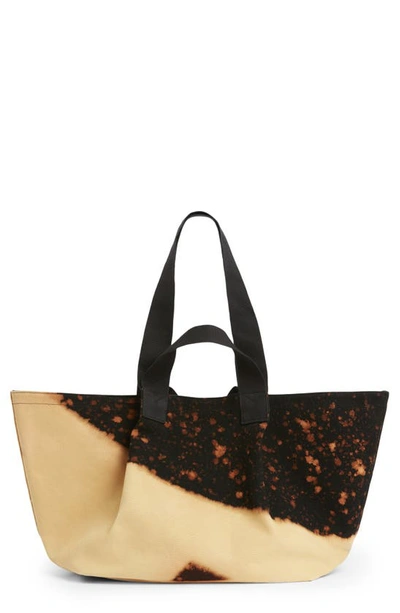 Shop Allsaints Clarendon Bleached Canvas Tote In Black/ Caramel