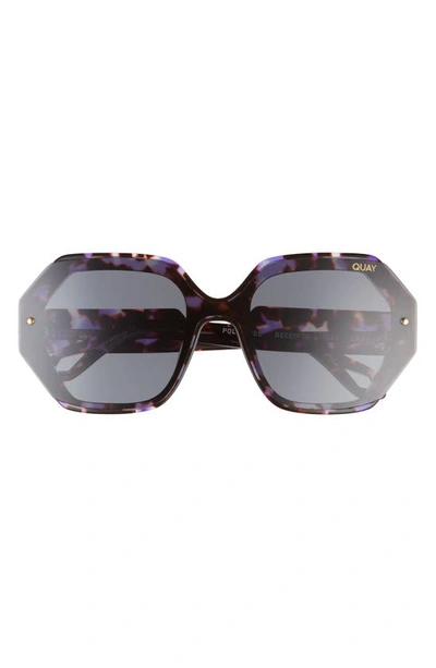 Shop Quay Receipts 60mm Polarized Round Sunglasses In Purple Tort Black