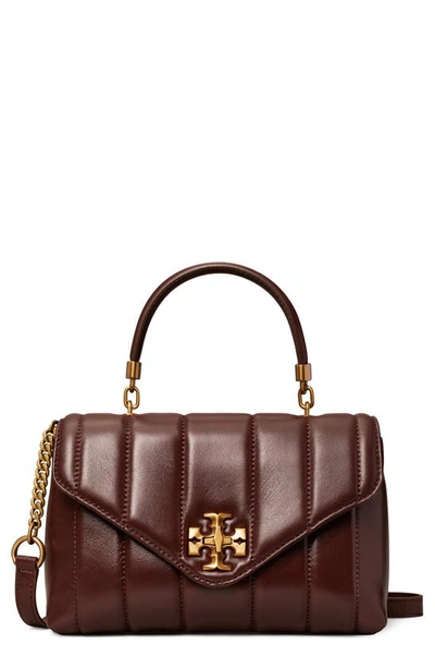 Shop Tory Burch Kira Small Quilted Leather Satchel In Tempranillo