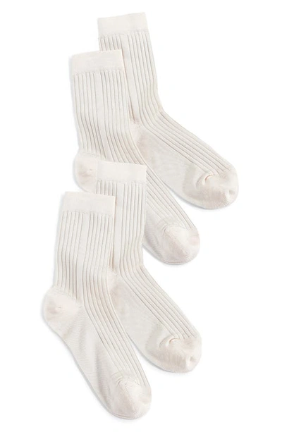 Shop Stems Silky Blend Assorted 2-pack Rib Crew Socks In Ivory