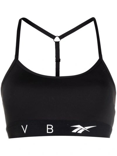 Shop Victoria Beckham Logo-underband Sports Bra In Schwarz