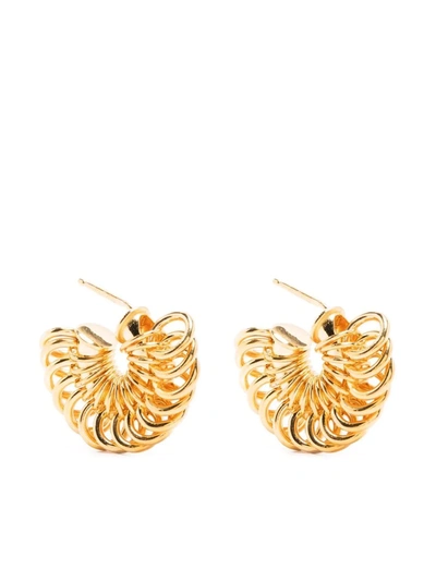 Shop Bottega Veneta Hoop-detail Disc Earrings In Gold
