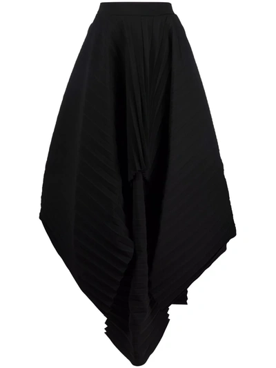 Shop A.w.a.k.e. Asymmetric Pleated Skirt In Schwarz