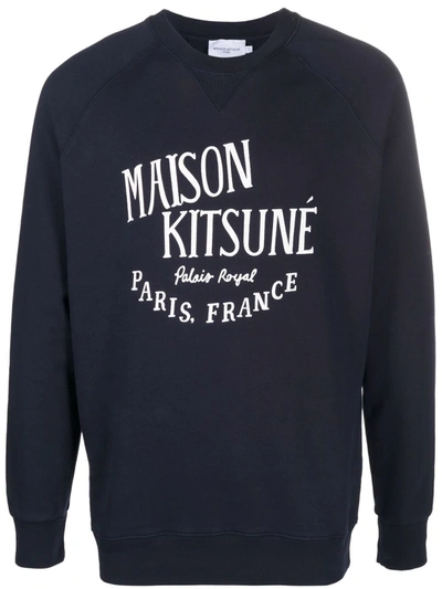 Shop Maison Kitsuné Palais Royal Logo-print Sweatshirt In Blau