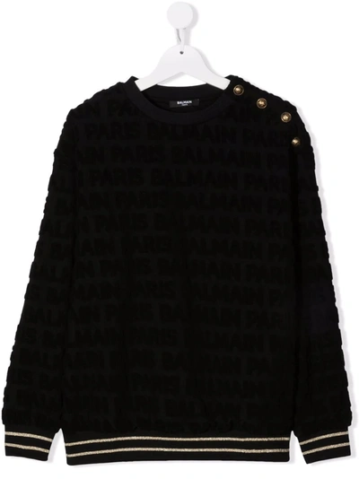Shop Balmain All-over Logo Print Sweatshirt In Black