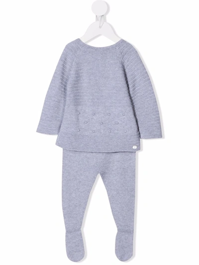 Shop Paz Rodriguez Knitted Cashmere-blend Set In Grey