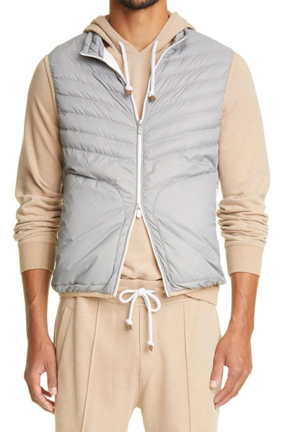 Shop Brunello Cucinelli Quilted Down Vest In Grey