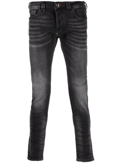 Shop Philipp Plein Skinny-cut Denim Jeans In Grau