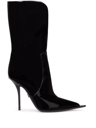 Shop Dolce & Gabbana Cardinale 105mm Front-slit Boots In Schwarz