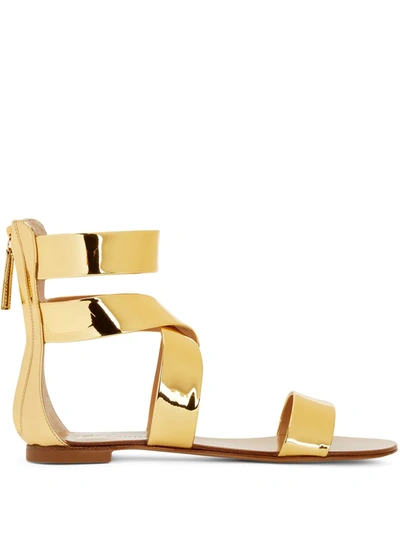 Shop Giuseppe Zanotti Dory Flat Sandals In Gold