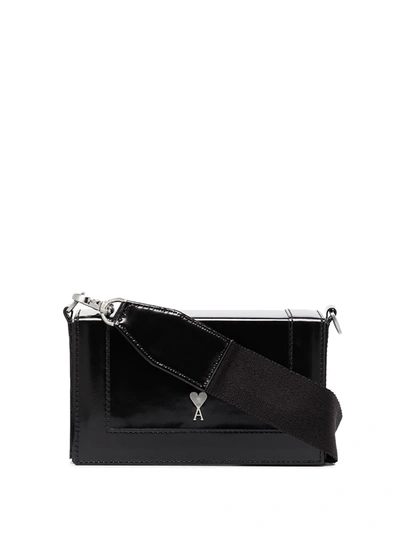 Shop Ami Alexandre Mattiussi Ami De Coeur Leather Box Bag In Schwarz