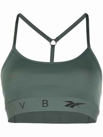 Shop Victoria Beckham Logo-underband Sports Bra In Grün