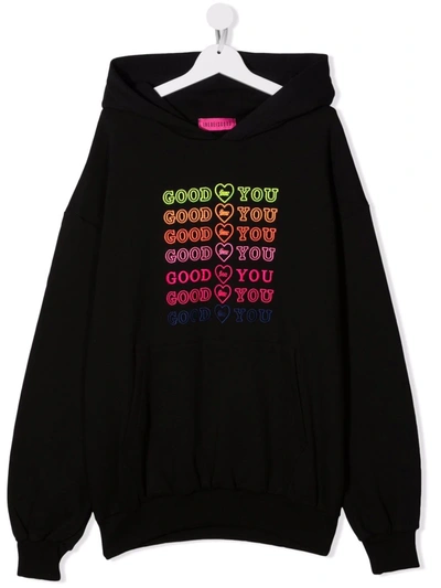 Shop Ireneisgood Teen Slogan-print Pullover Hoodie In Schwarz