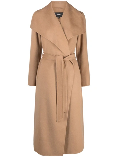 Shop Mackage Felted-wool Belted Coat In Nude