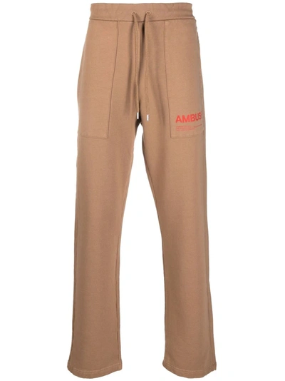Ambush Fleeced Cotton Workshop Joggers With Drawstring Waist In Nude