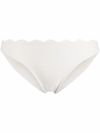 Shop Marysia Scalloped-edge Bikini Bottoms In Weiss