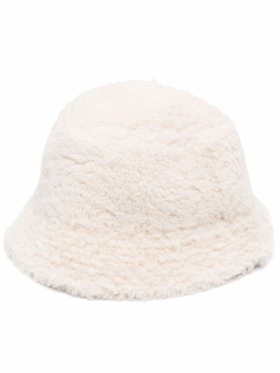 Shop Yves Salomon Shearling Bucket Hat In Weiss