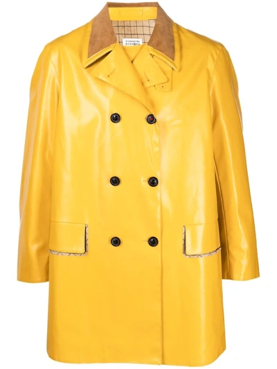 Shop Maison Margiela Double-breasted Flared Coat In Gelb