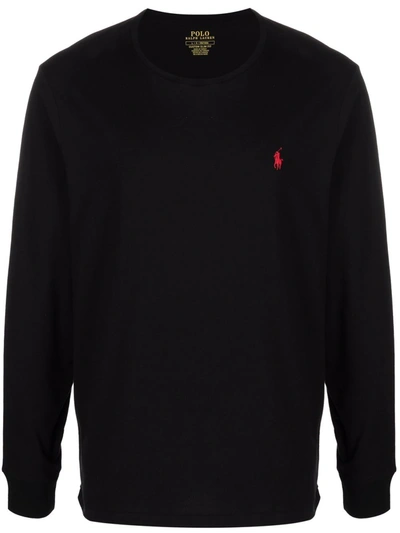 Polo Ralph Lauren Black Crewneck Sweatshirt With Pony Embroidery In Cotton Blend Man In Schwarz