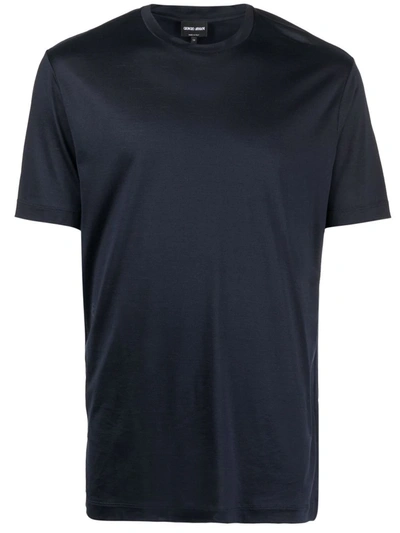 Shop Giorgio Armani Round-neck Jersey T-shirt In Blau