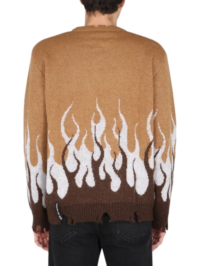 Shop Vision Of Super "double Flame" Sweater In Beige